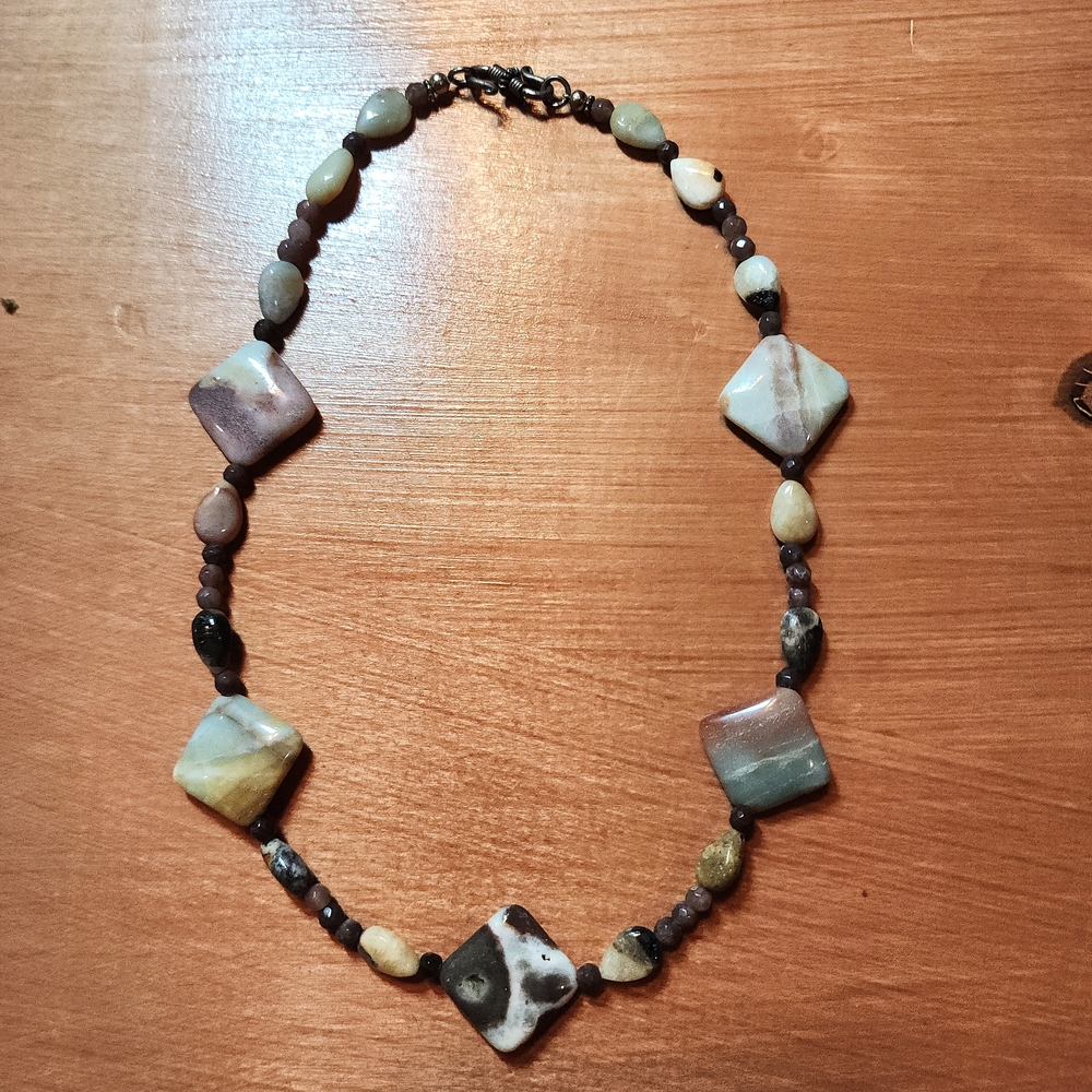 Artisan Gemstone Necklace With Jaspers And Serpentine